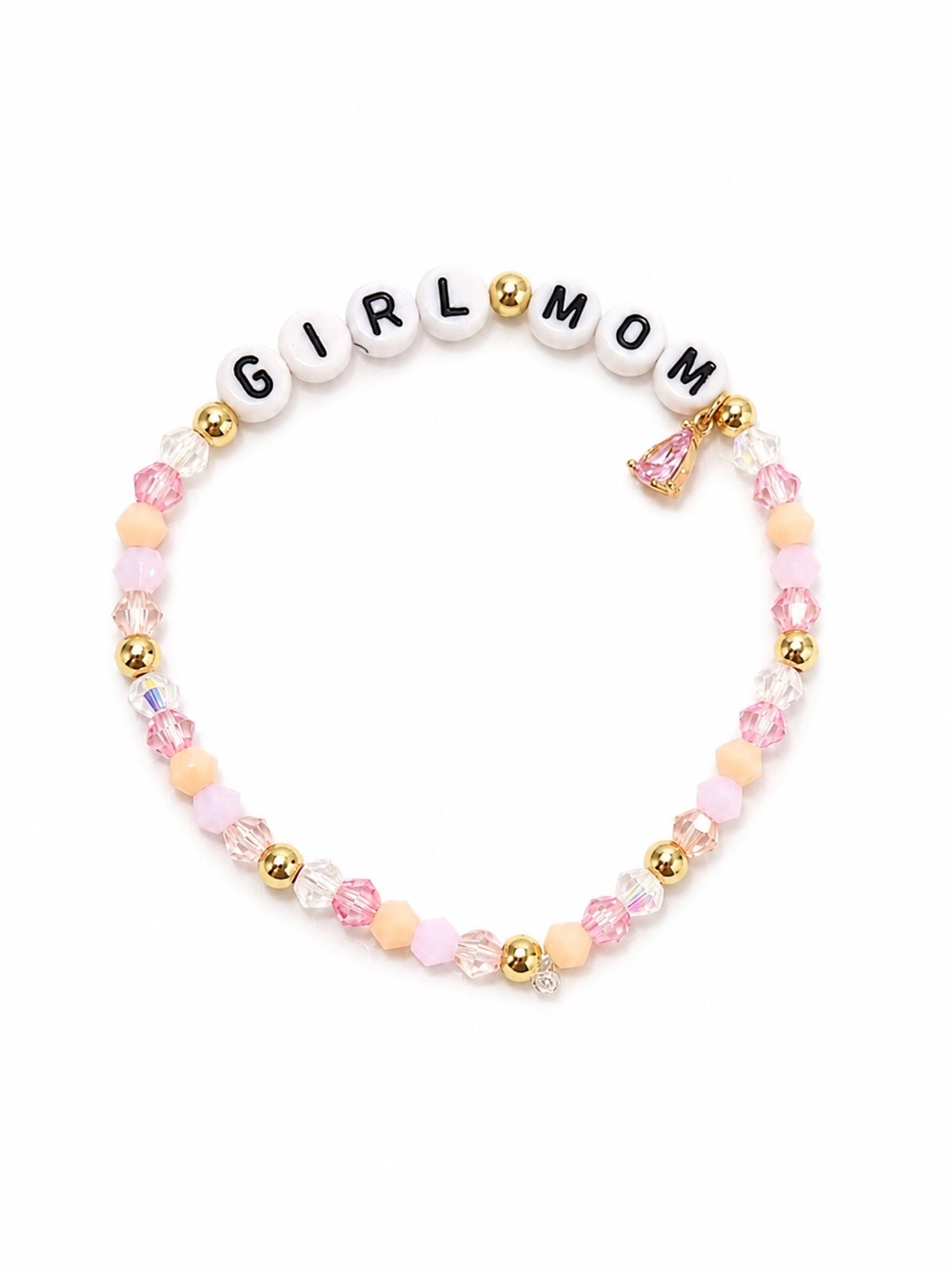 GIRL MOM Pink Beaded Stretch Bracelet